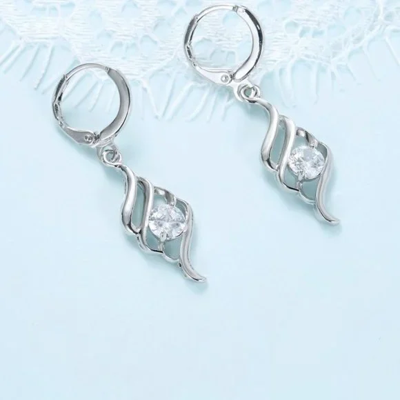 💎 NEW ❤️ Cute Spiral 925 Sterling Silver Bundle Necklace Earrings Modern - Picture 5 of 8